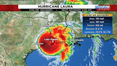 ハリケーン「ローラ」の位置