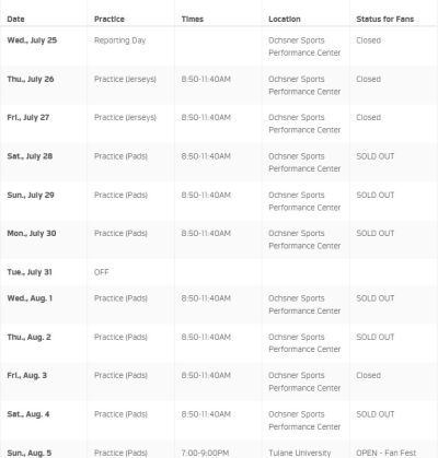 キャンプの日程